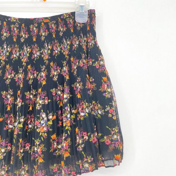 Madewell Women 00 Mountain Skirt Black Floral Micro Pleated Mini Polyester NEW - Picture 2 of 5